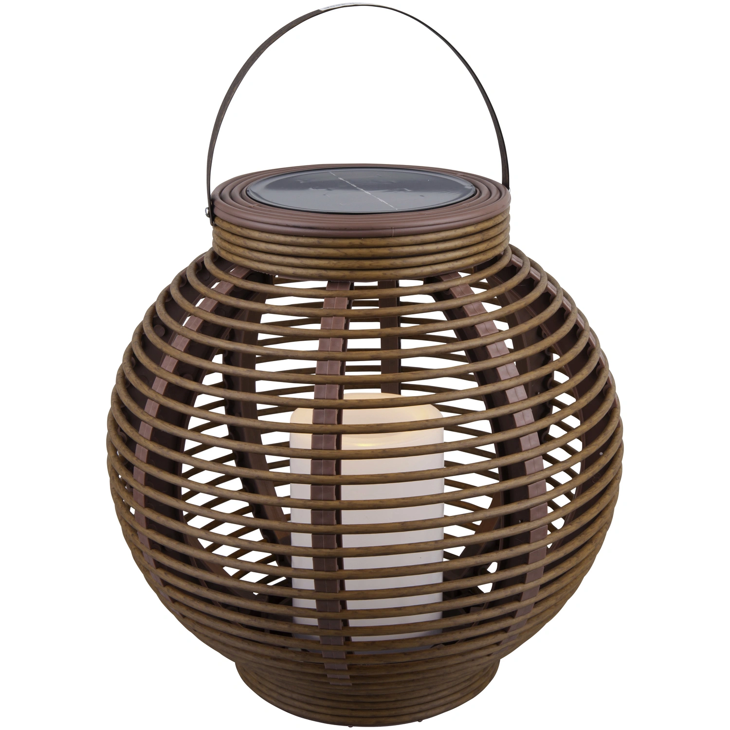 LED-Solarleuchte »Manila«, Ø: 32 cm, Flackerlicht, rund, Rattanoptik