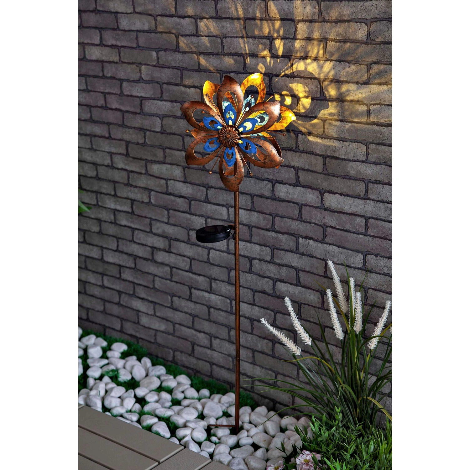 LED-Solarwindspiel »Makati«, H: 92 cm, 3000 K, rostfarben-türkis