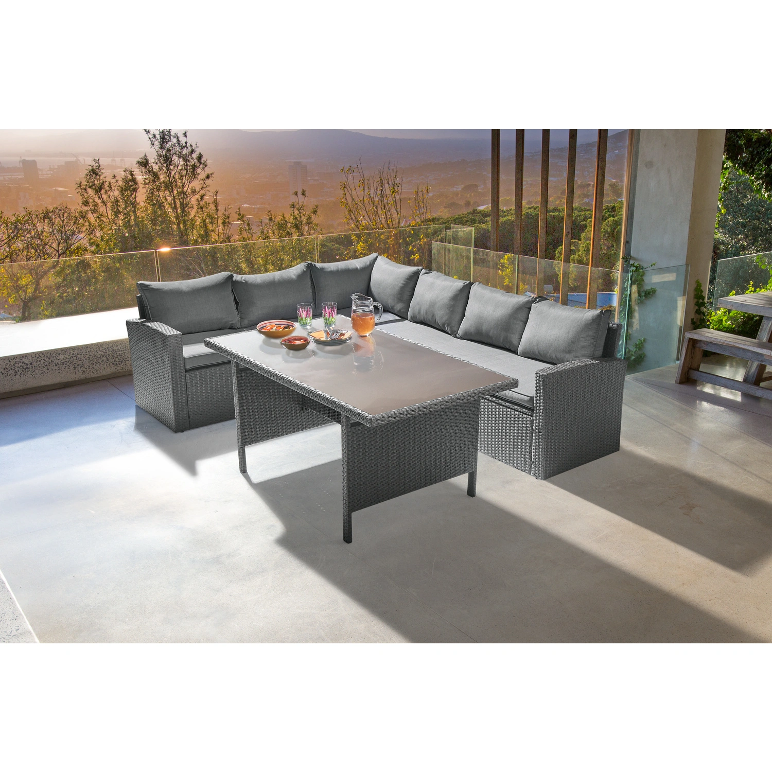 Loungeset »Naro«, 6 Sitzplätze, Aluminium/Kunststoffgeflecht, inkl. Auflagen