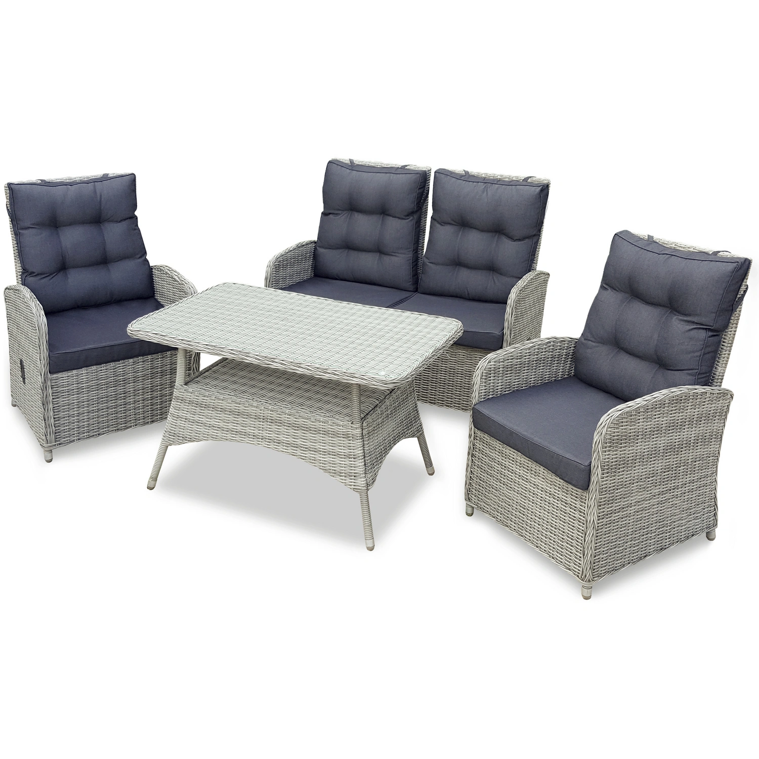 Loungeset »REVALDA«, 4 Sitzplätze, Aluminium/Sicherheitsglas