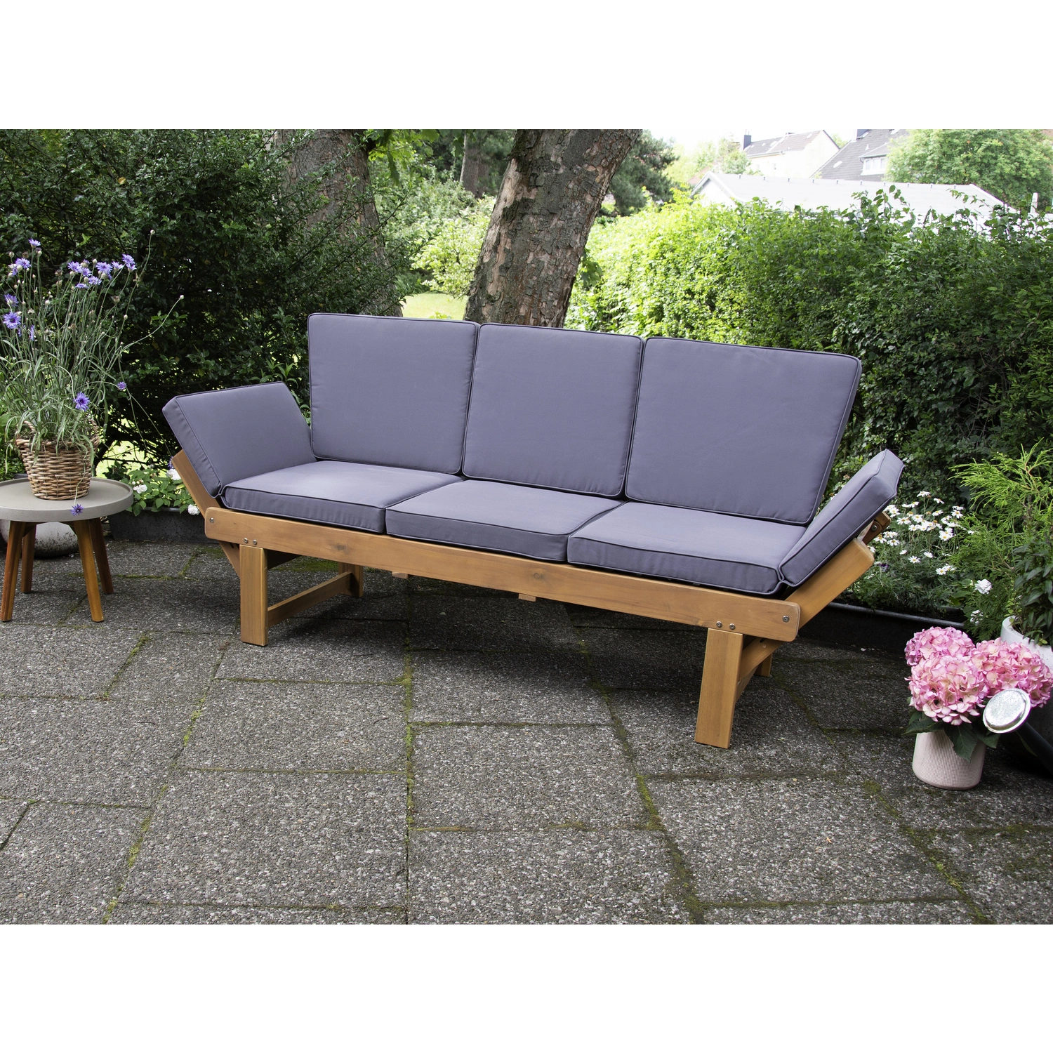 Multifunktionsbank, Holz, 3-Sitzer, BxHxT: 202 x 87 x 65 cm