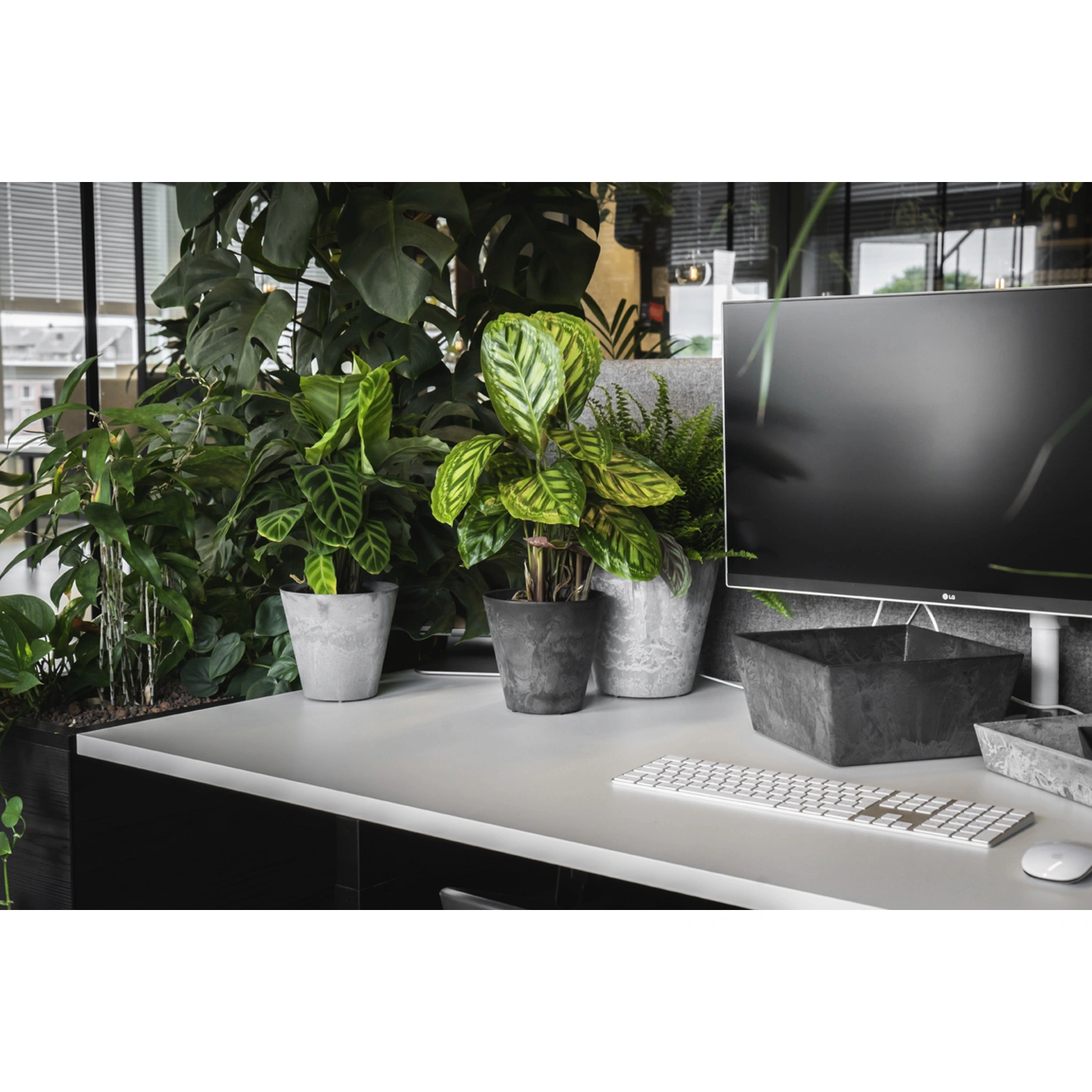 Pflanztopf »Artstone«, Breite: 27 cm, grau, Kunststoff