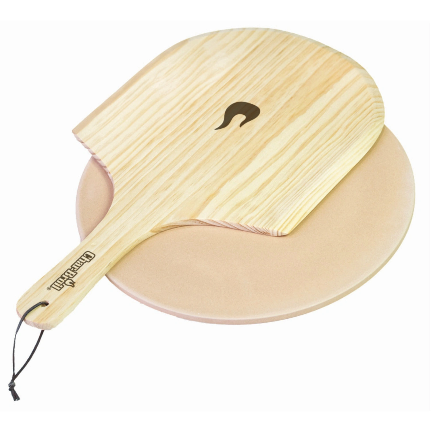Pizzastein-Set, Steingut/Holz, für Grills