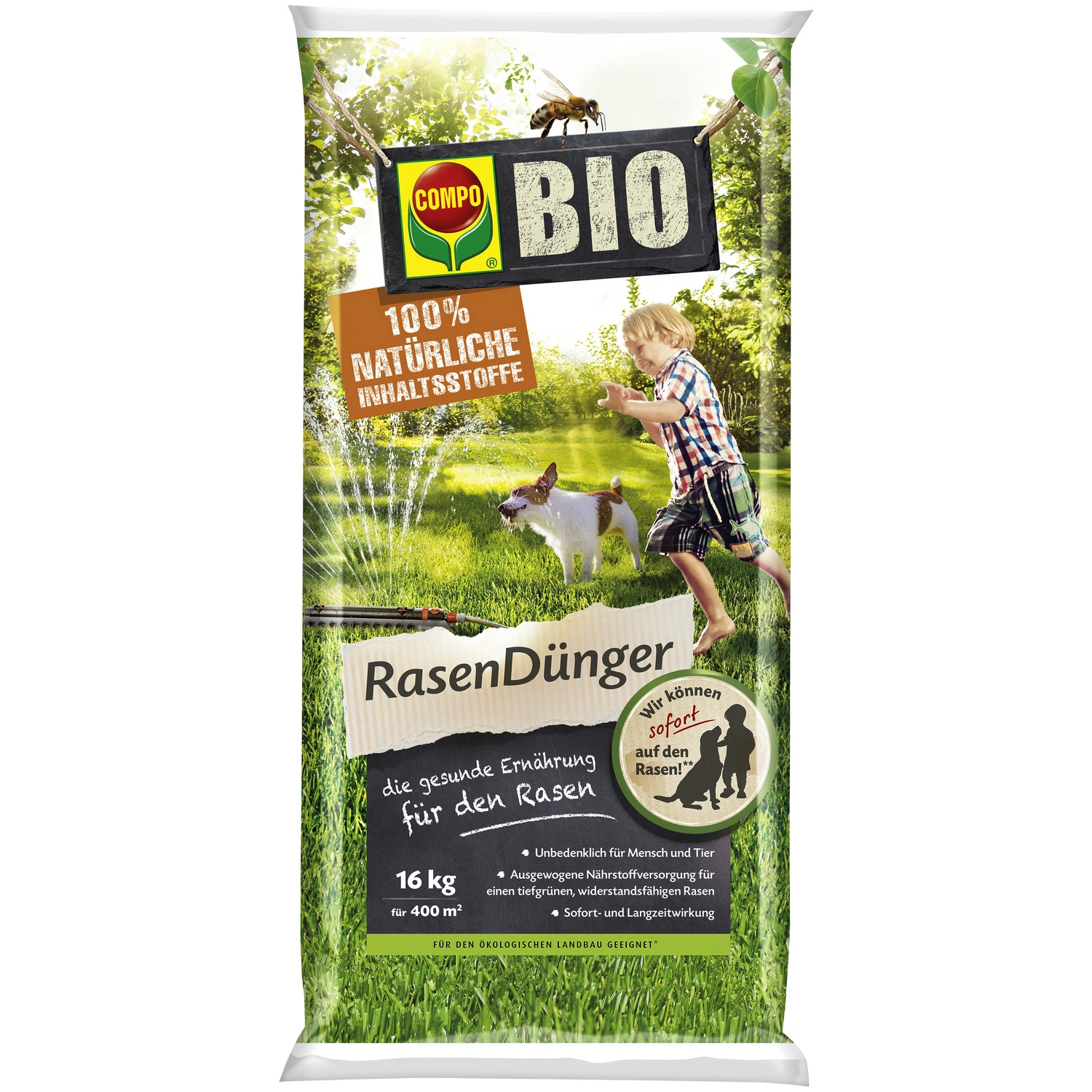 Rasendünger »Bio«, für 400 m², schützt vor Mangelerscheinungen