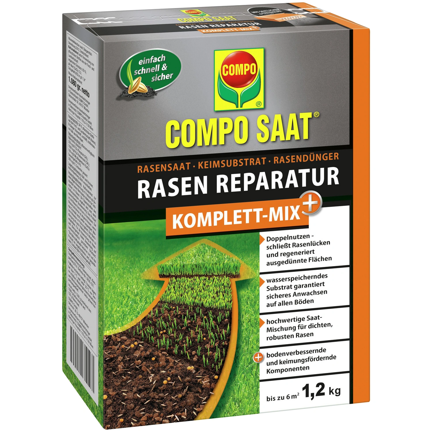 Rasendünger »Komplett Mix+«, 1,2 kg für bis zu 6 m², schützt vor Rasenlücken