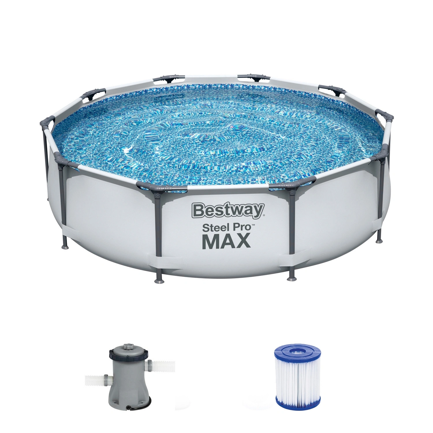 Rundpool »Steel Pro Max™«, grau, ØxH: 305 x 76 cm