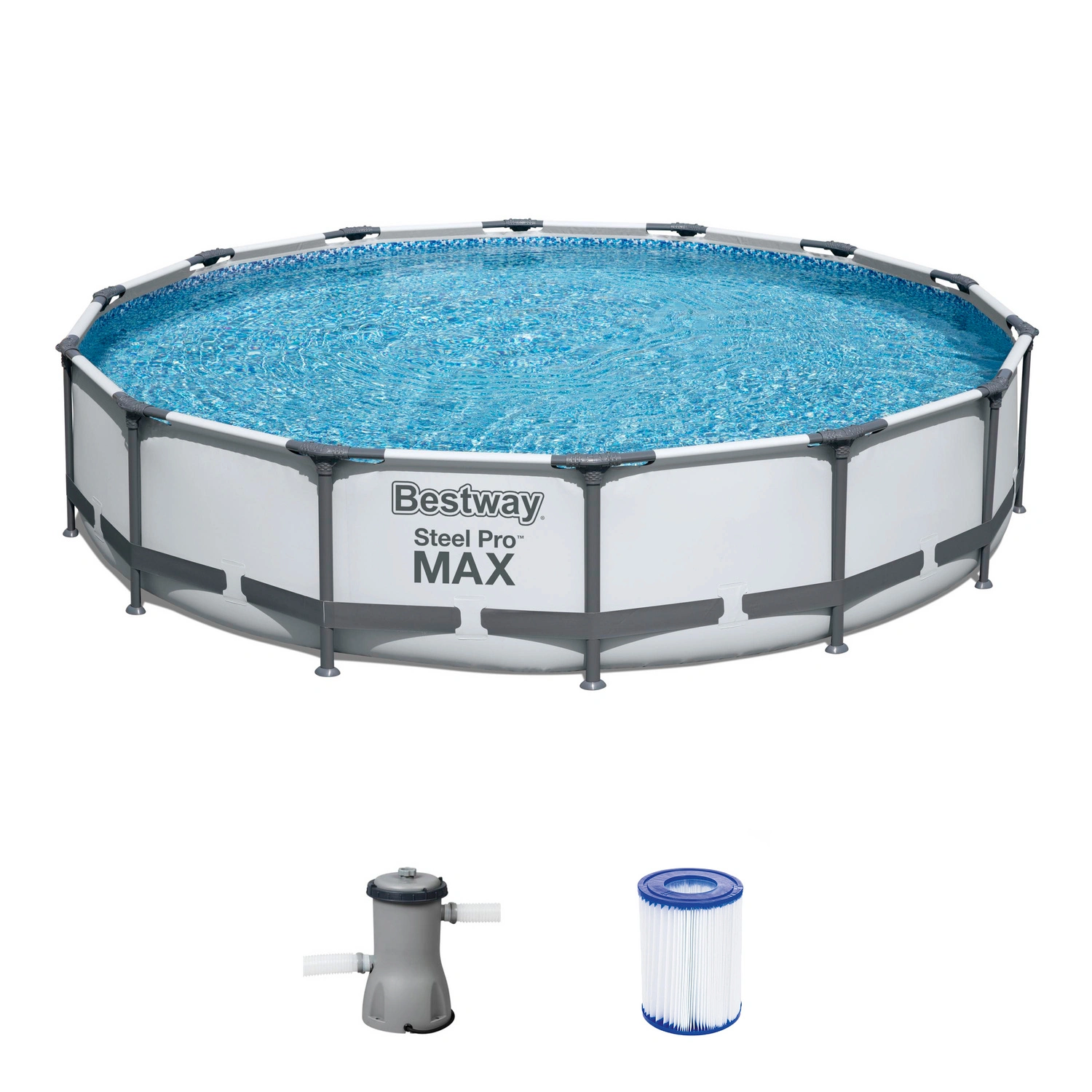 Rundpool »Steel Pro Max™«, grau, ØxH: 366 x 76 cm