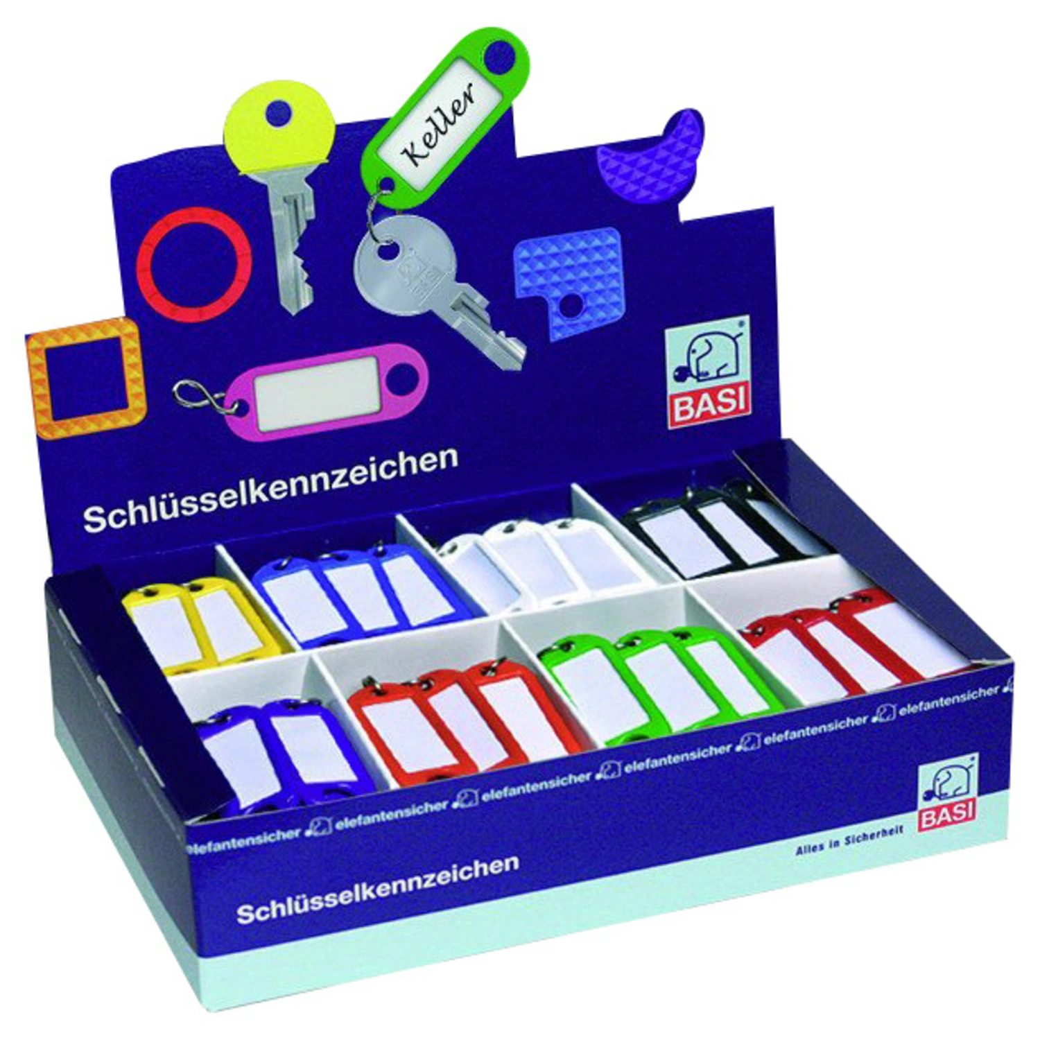 Schlüsselanhänger, Kunststoff, Leuchtfarben mit Ring