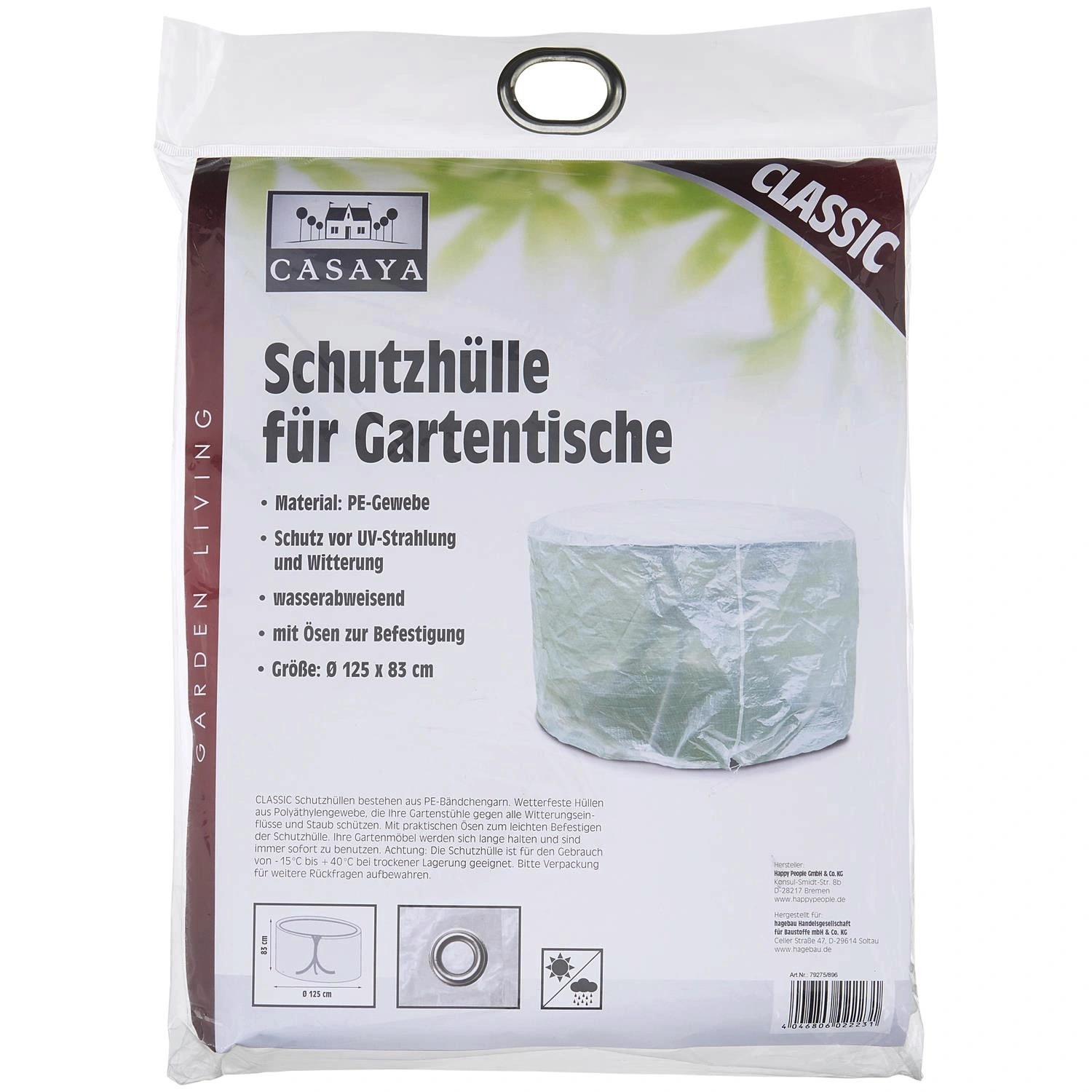 Schutzhülle »Classic«, BxHxT: 125 x 83 x 83 cm, Kunststoff