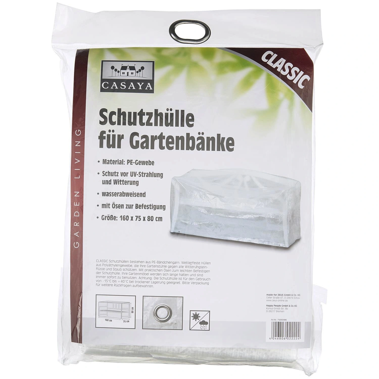Schutzhülle »Classic«, BxHxT: 160 x 75 x 75 cm, Kunststoff