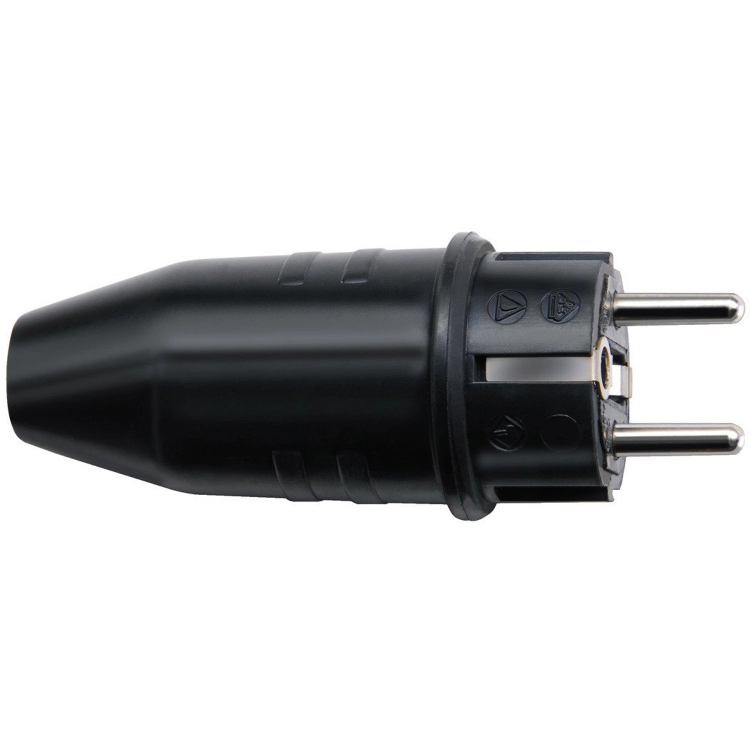 Schutzkontakt-Stecker, Gummi, schwarz