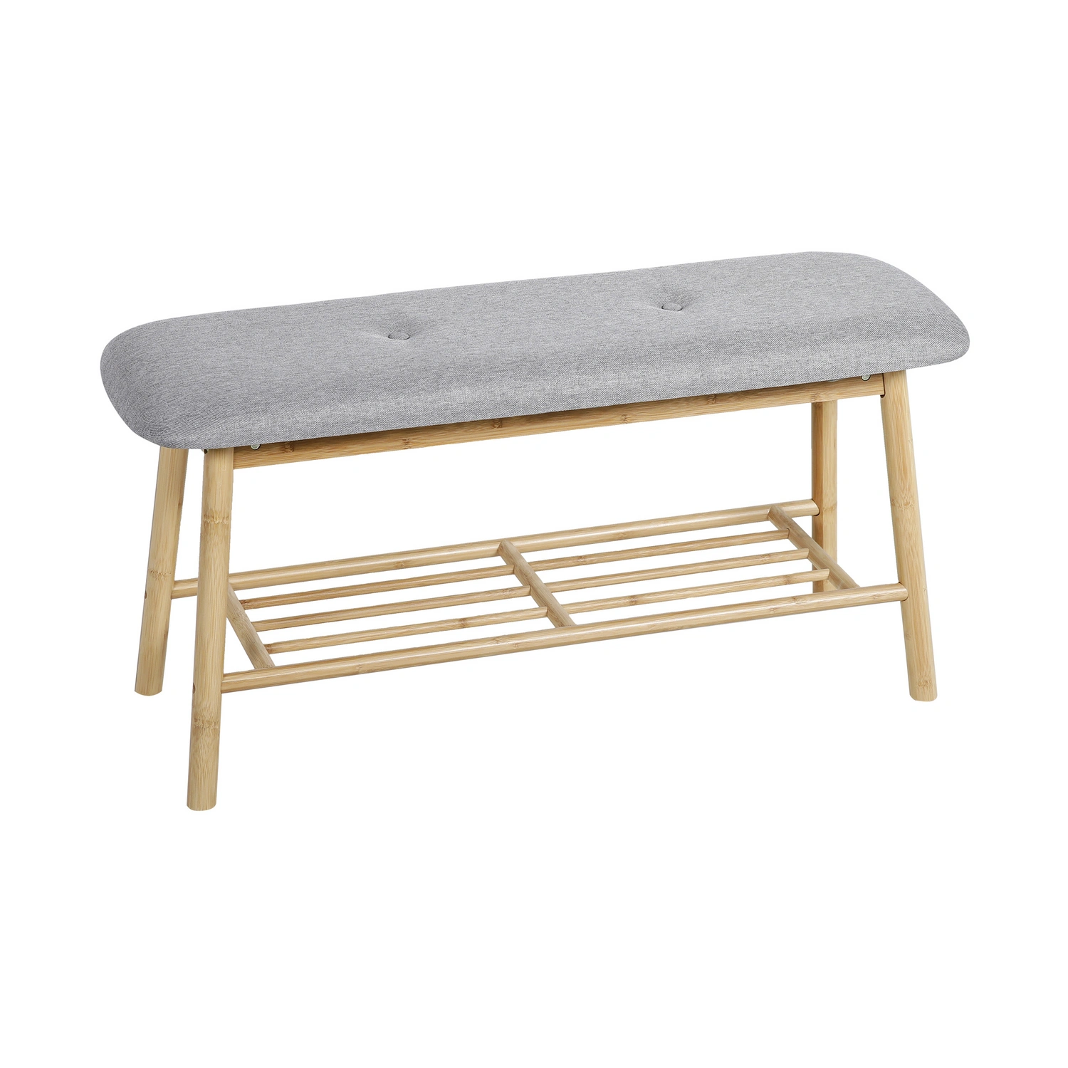 Sitzbank, holzfarben/grau, bambus/baumwolle, BxHxL: 90 x 30 x 90 cm