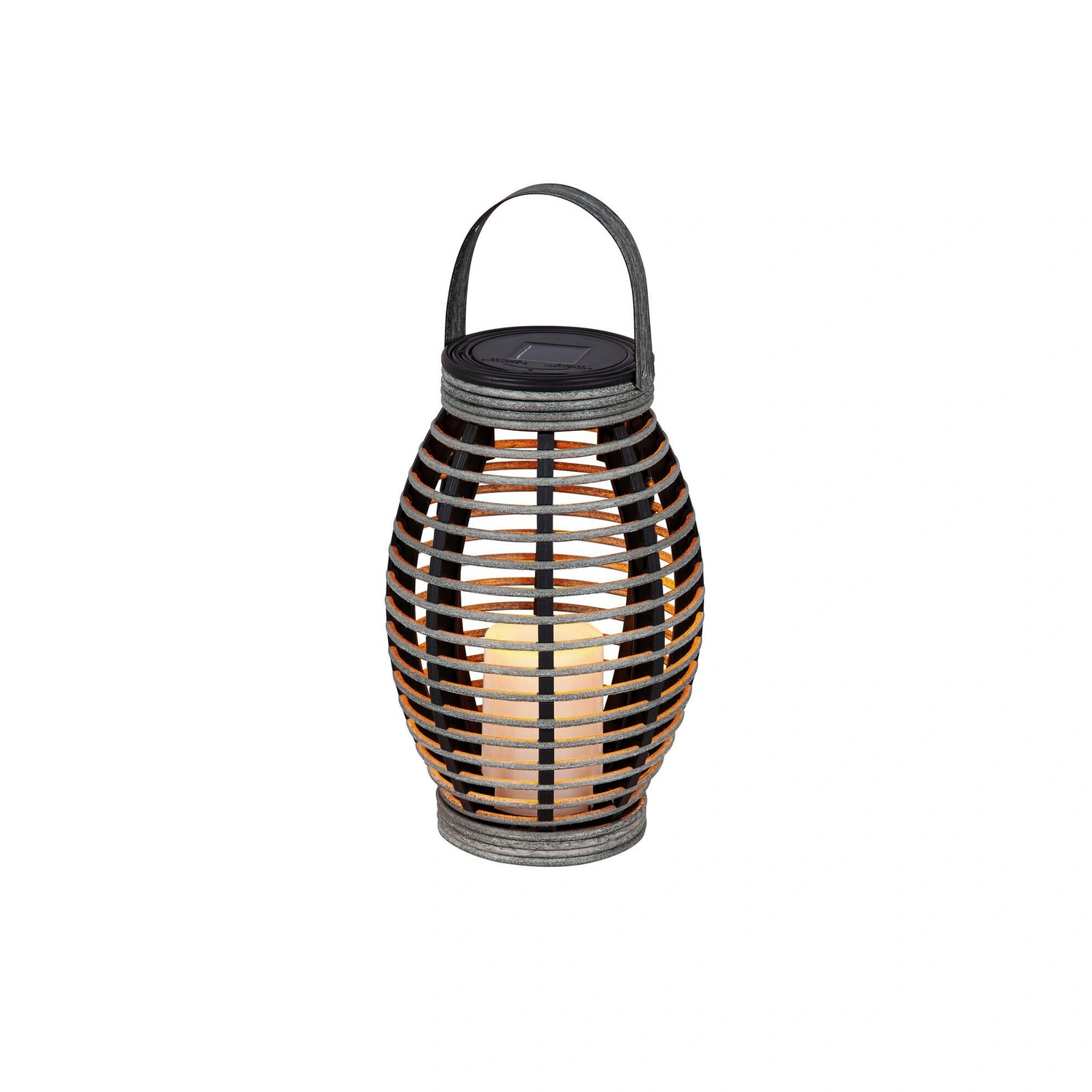 Solarlaterne »Manila«, Rattan/Kunststoff, grau, oval