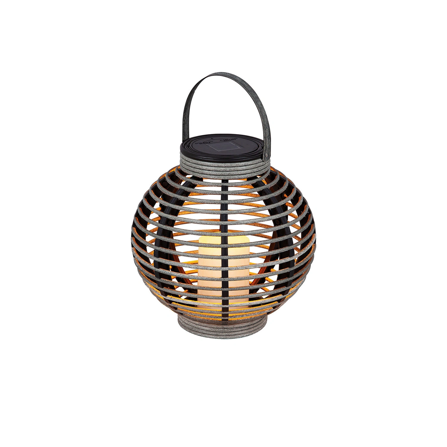 Solarlaterne »Manila«, Rattan/Kunststoff, grau, rund