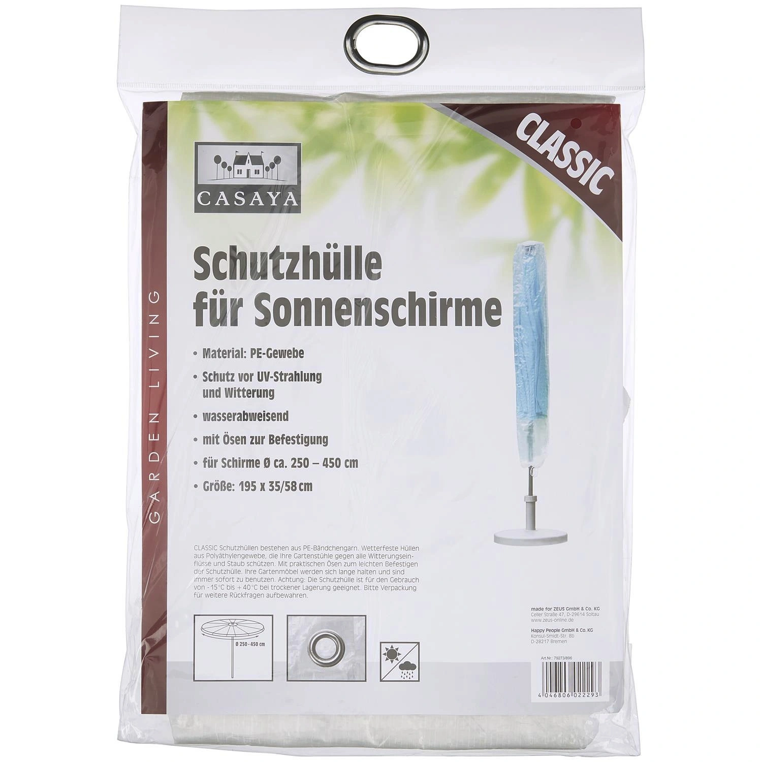 Sonnenschirmschutzhülle »Classic«, BxHxT: 58 x 195 x 58 cm, Kunststoff