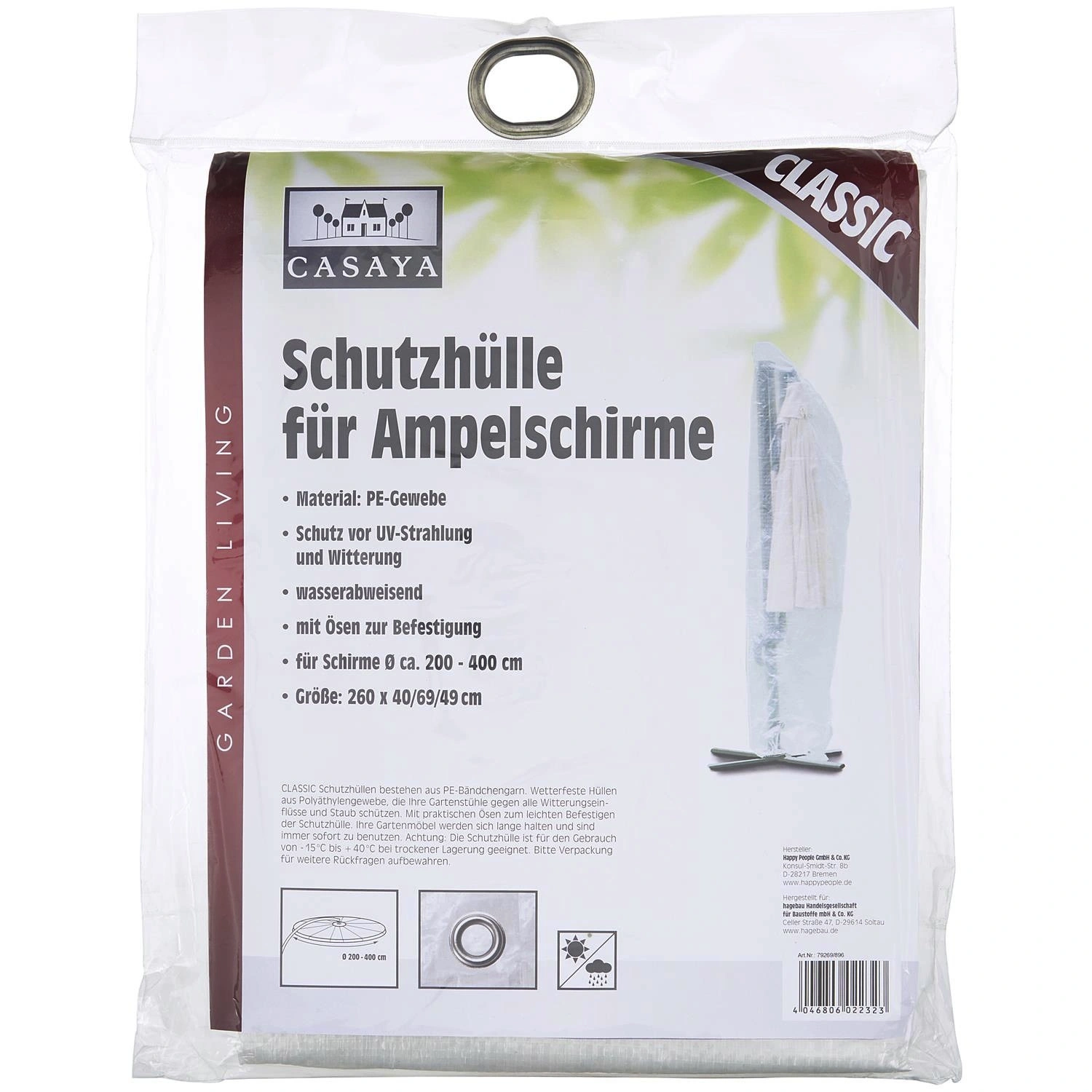 Sonnenschirmschutzhülle »Classic«, BxHxT: 69 x 260 x 69 cm, Kunststoff