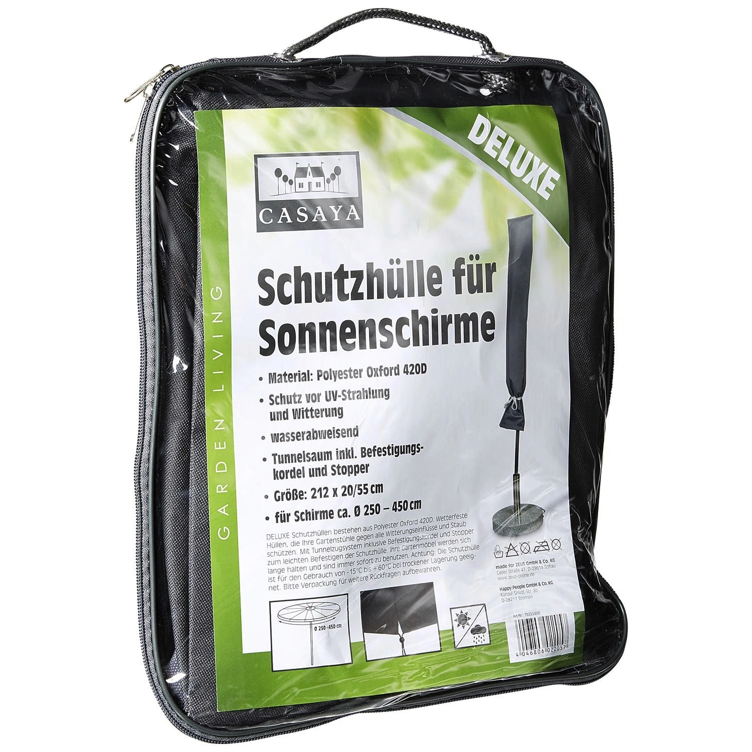 Sonnenschirmschutzhülle »Deluxe«, BxHxT: 55 x 212 x 20 cm, Kunstfaser