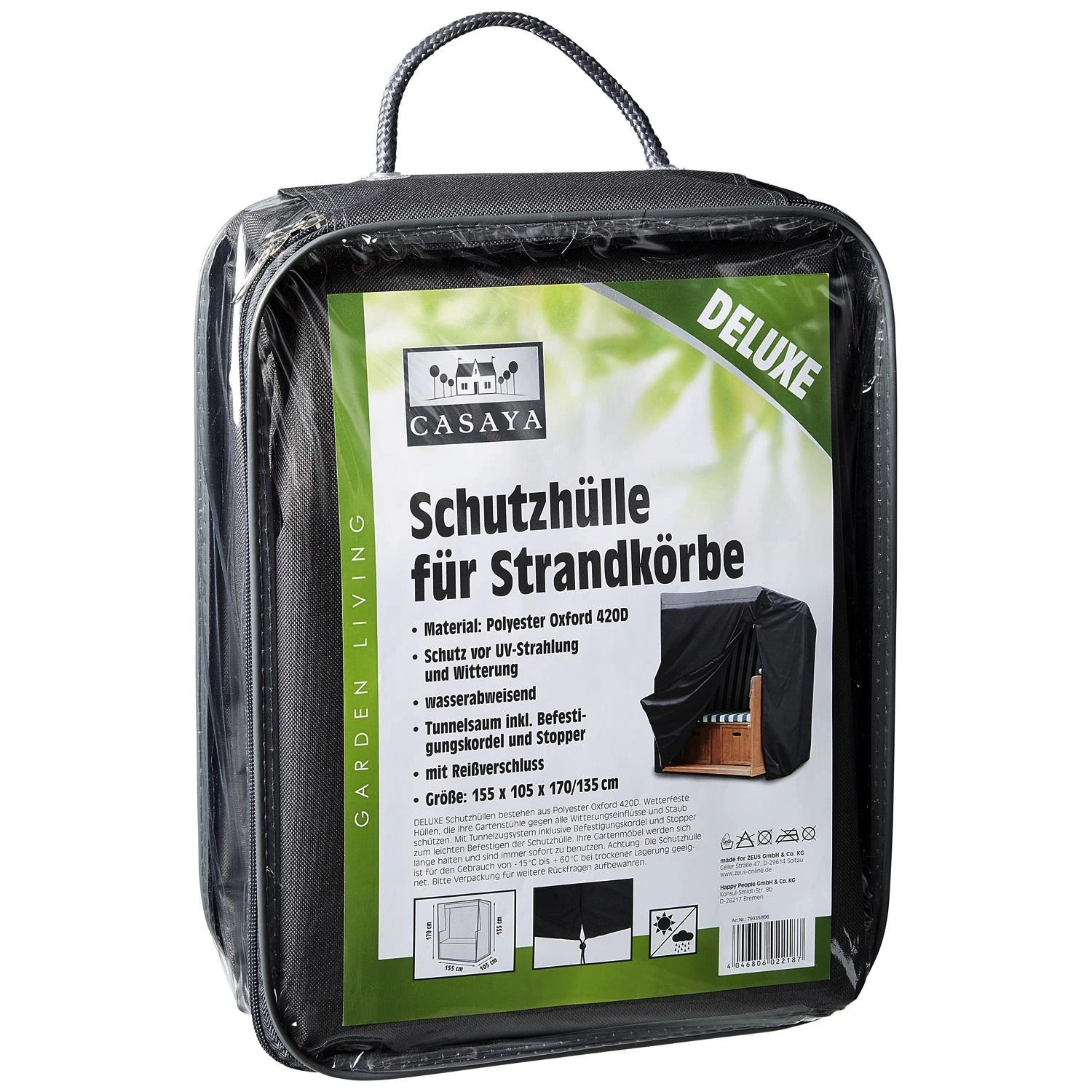 Strandkorbhülle »Deluxe«, BxHxT: 155 x 170 x 105 cm, Kunstfaser