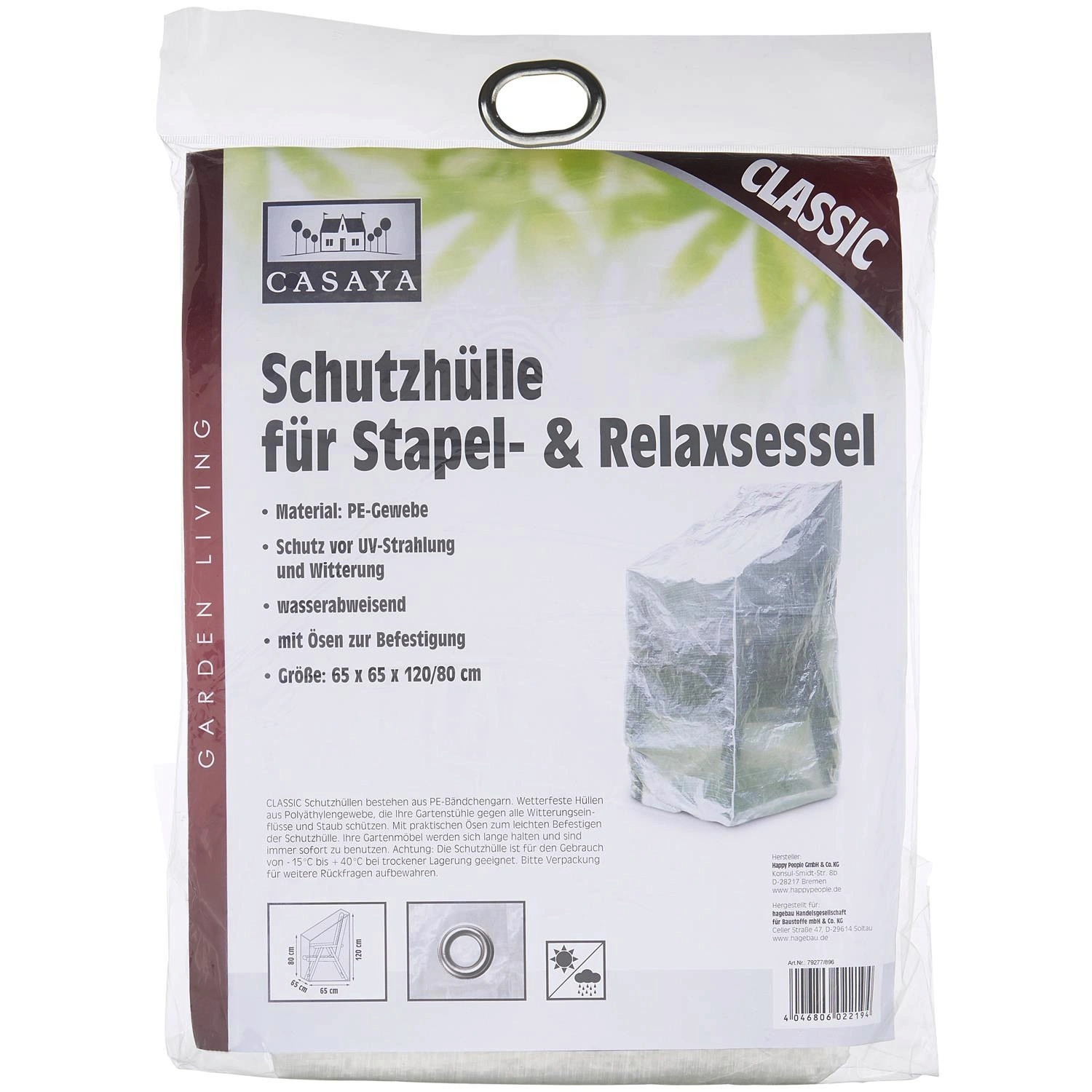 Stuhl-Schutzhülle »Classic«, BxHxT: 65 x 120 x 65 cm, Kunststoff