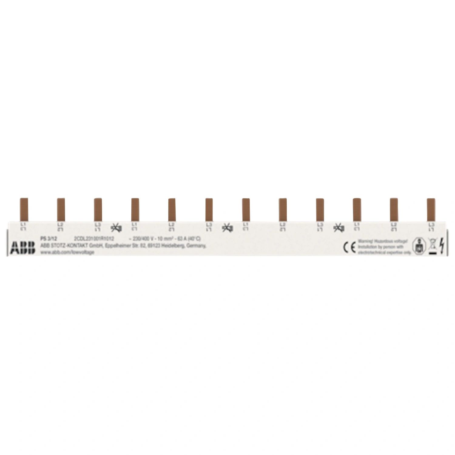 Universal-Stiftschiene, 1-Phase, 3 Pole