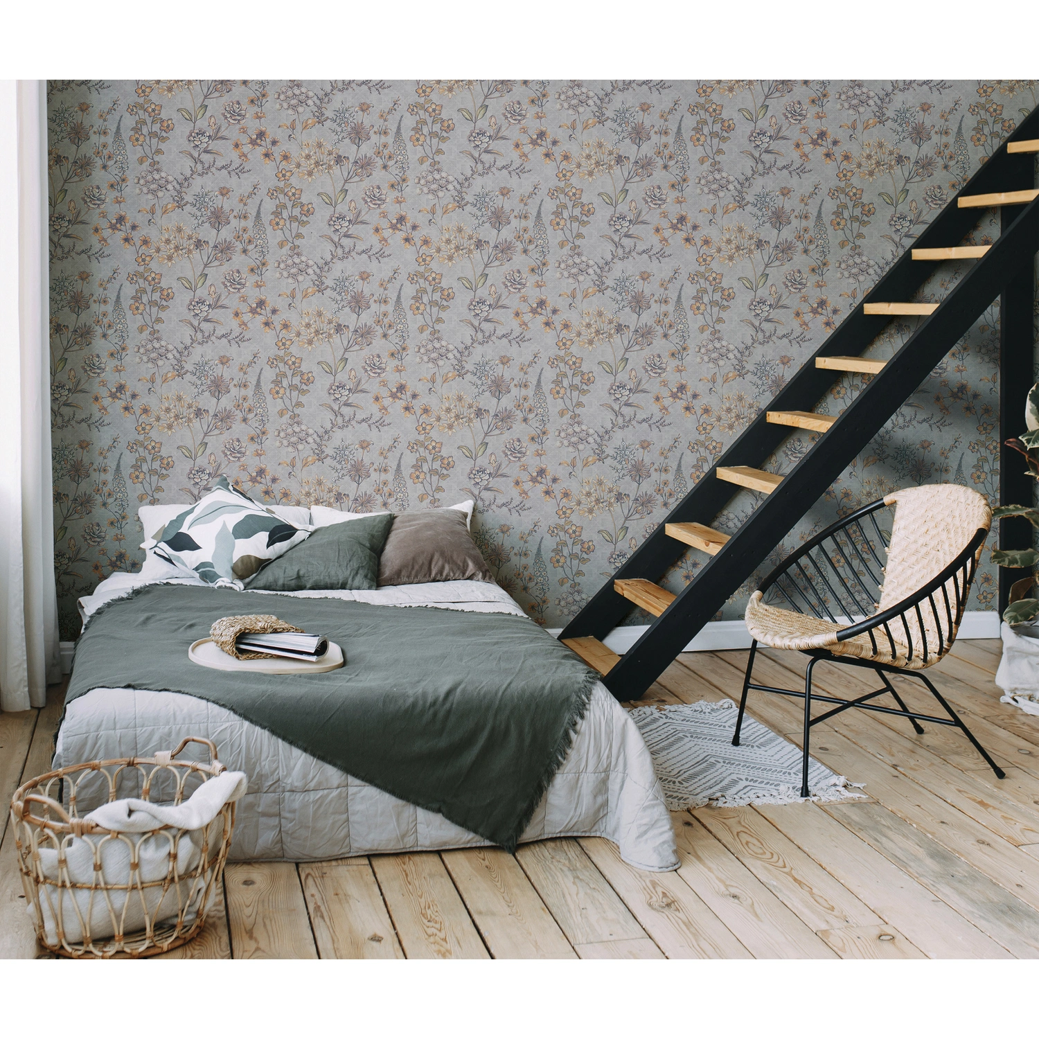 Vliestapete »Björn Stockholm«, BxL: 53 x 1005 cm, Blumen, leicht strukturiert