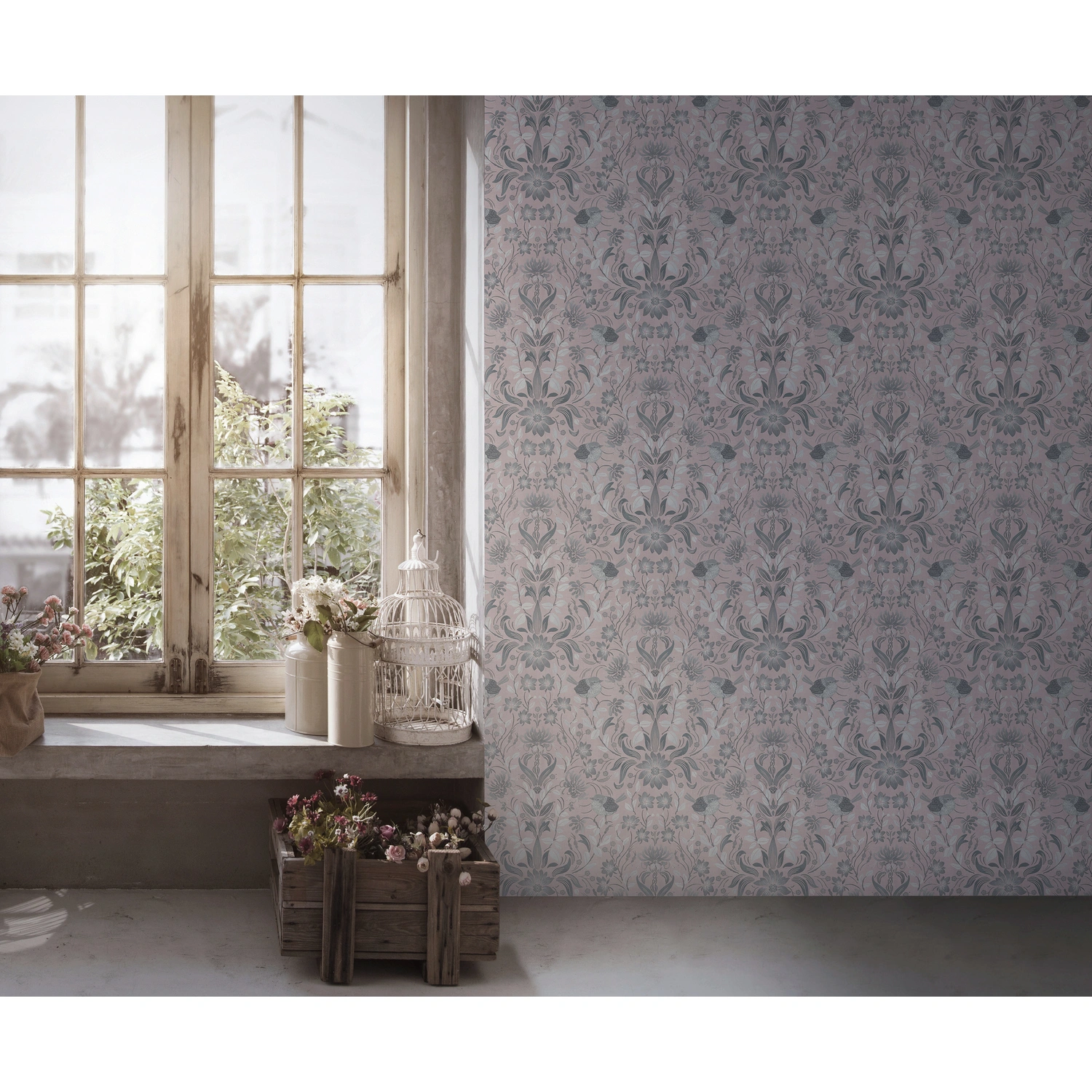 Vliestapete, BxL: 53 x 1005 cm, Floral, leicht strukturiert