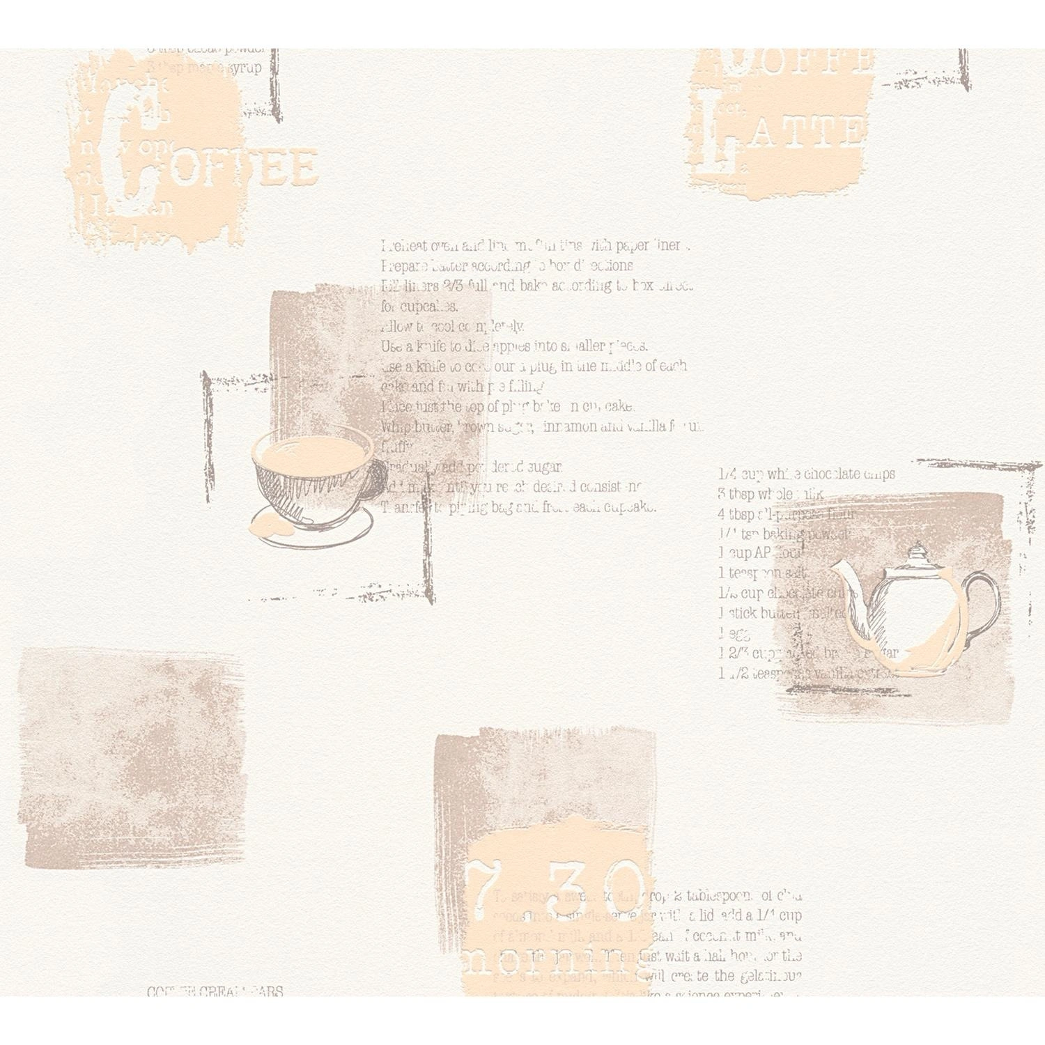 Vliestapete »CAFE WEIß/SCHWARZ«, BxL: 53 x 1005 cm, cremeweiß