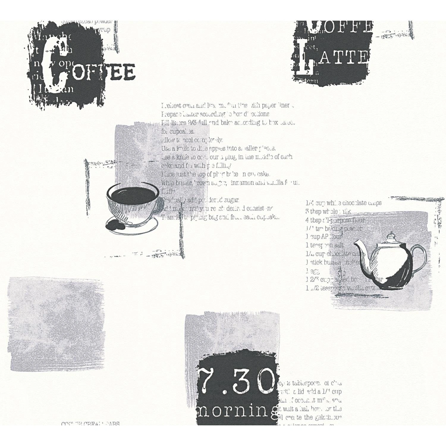 Vliestapete »CAFE WEIß/SCHWARZ«, BxL: 53 x 1005 cm, weiß/schwarz
