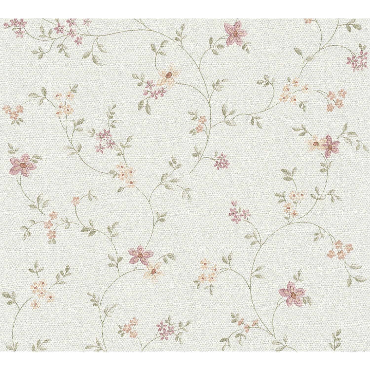 Vliestapete »Fleuri Pastel «, violett/grün/creme, glatt, für Feuchträume geeignet