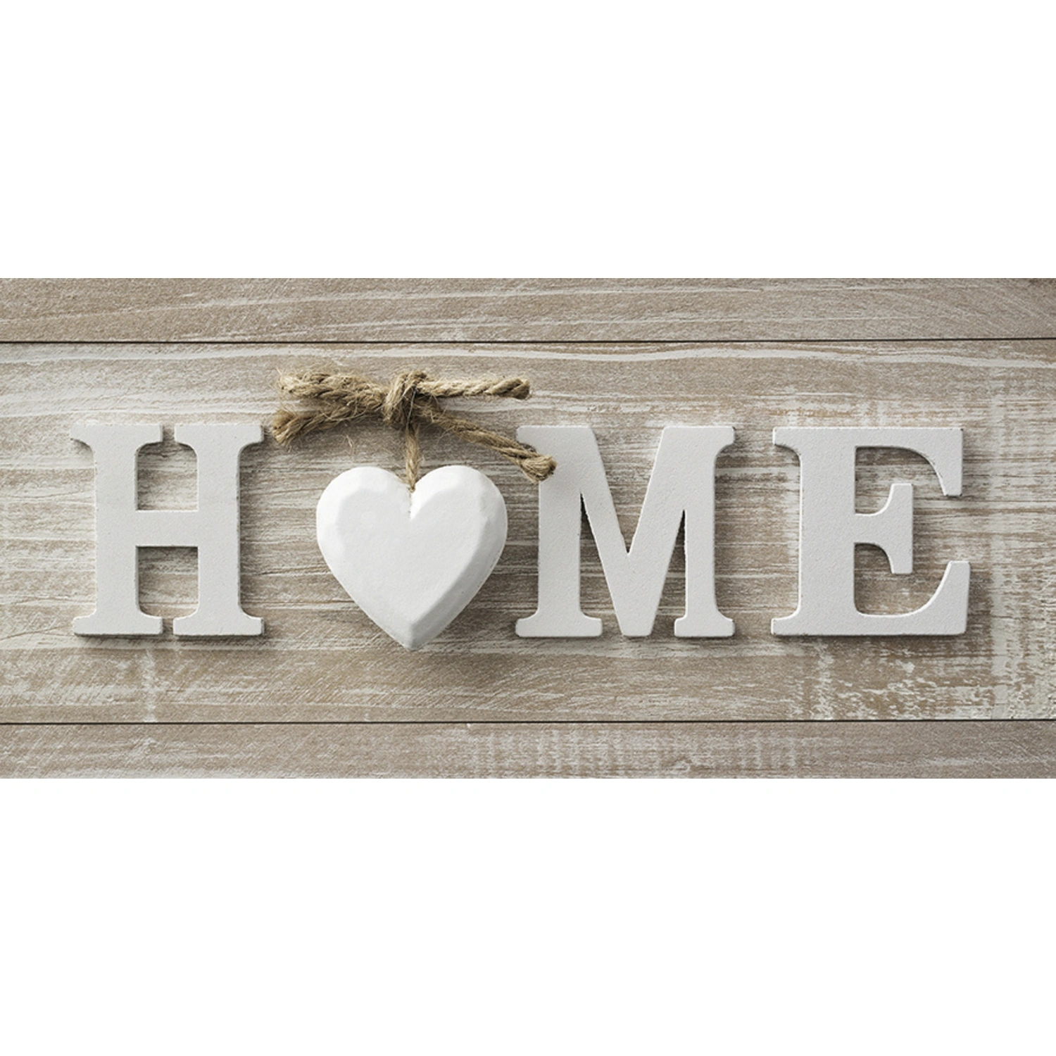 Wandbild, mit Schriftzug Home, Mitteldichte Faserplatte (MDF)/Canvas