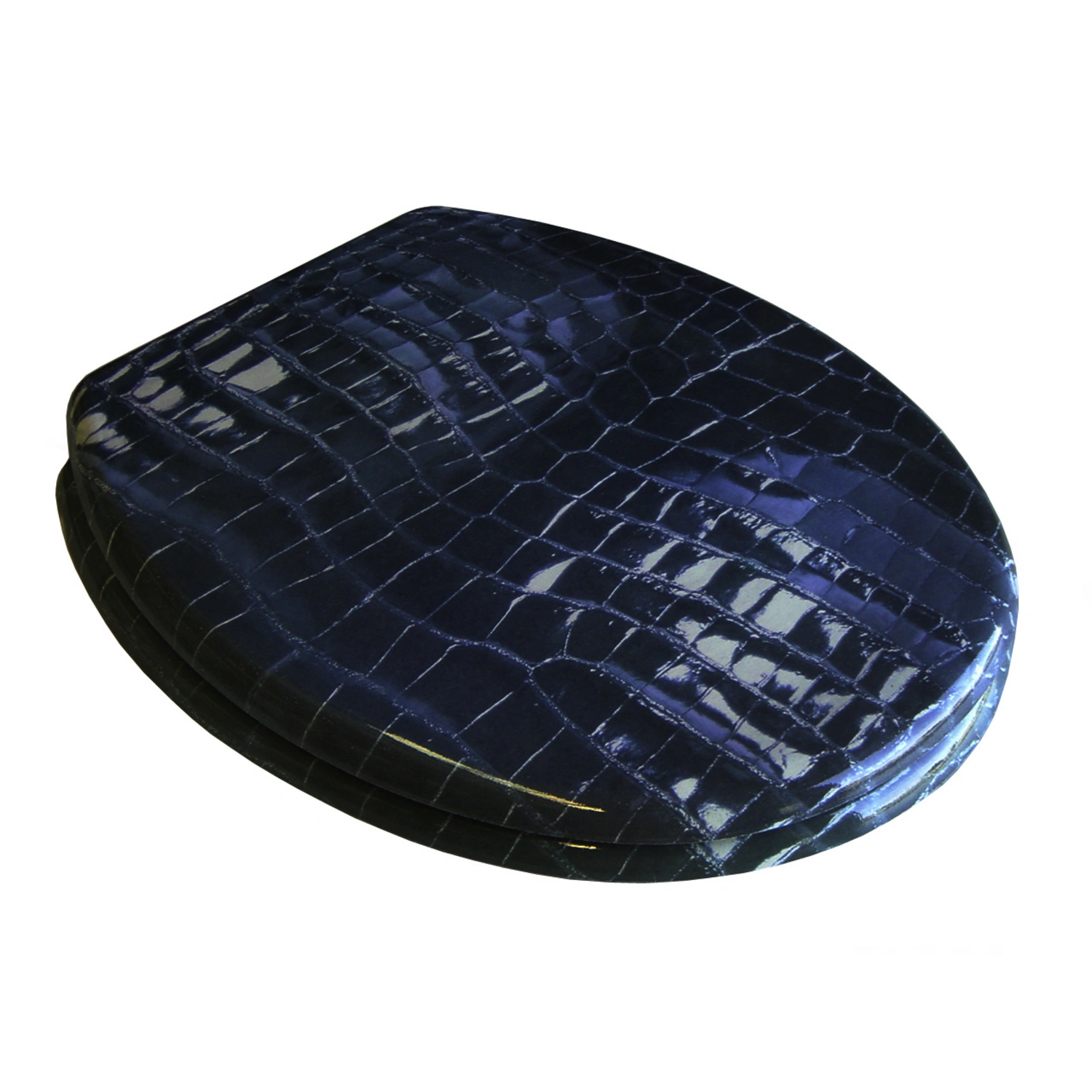 WC-Sitz, BxT: 37 x 45,5 cm, Leder Schwarz