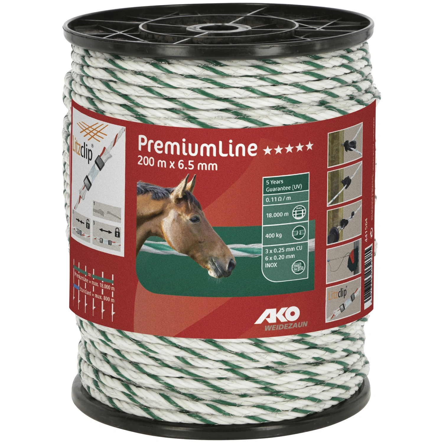 Weidezaunseil »PremiumLine«, Länge: 20000 cm, weiß/grün
