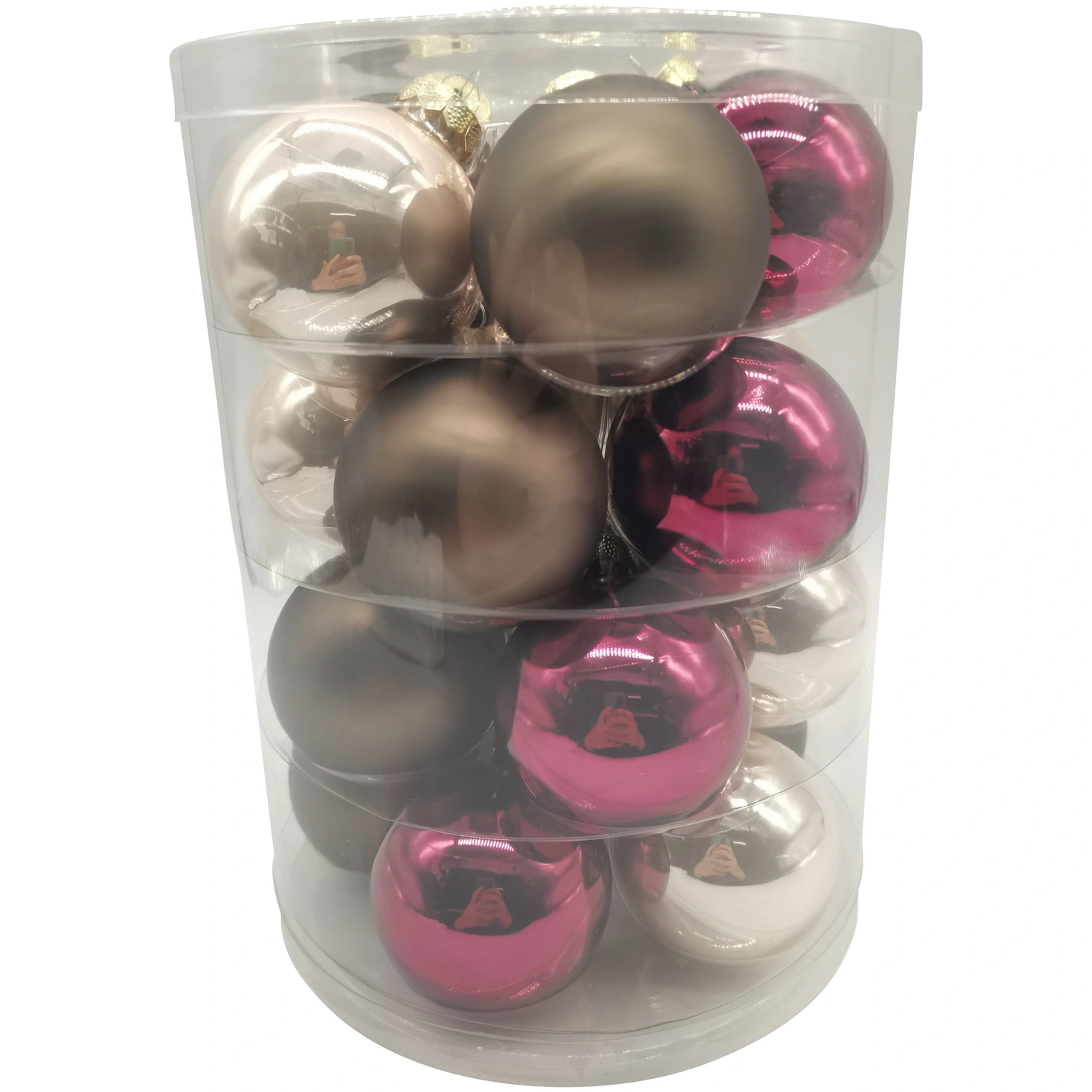 Weihnachtskugel »Burgund Mix«, Ø: 4,5 cm, Uni, beige/burgundrot/granit, 28 Stück