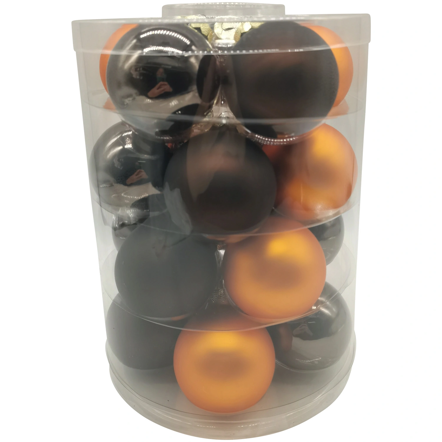 Weihnachtskugel »Dark Mix«, Ø: 6 cm, Uni, granit/braun/orange, 20 Stück