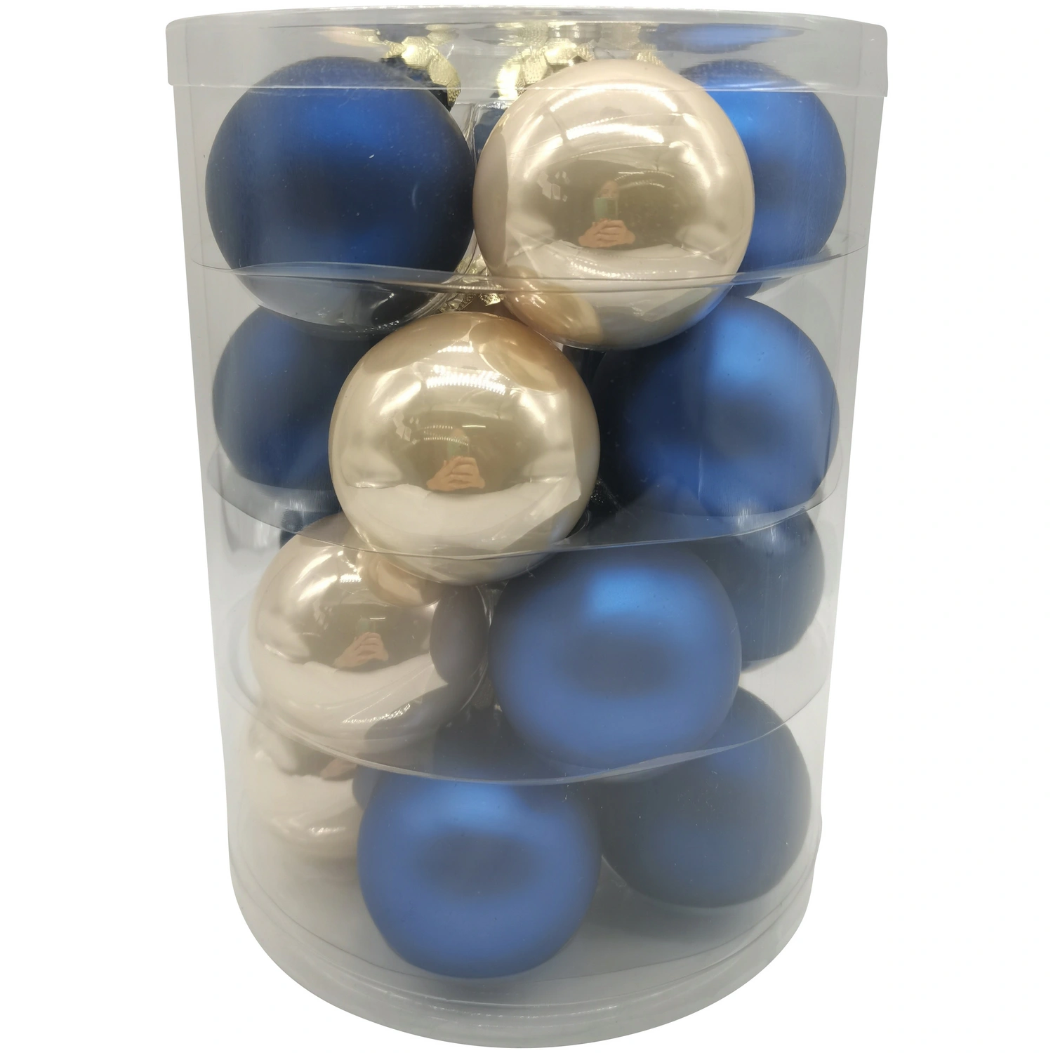 Weihnachtskugel »Midnight Mix«, Ø: 7 cm, Uni, blau/champagner, 8 Stück