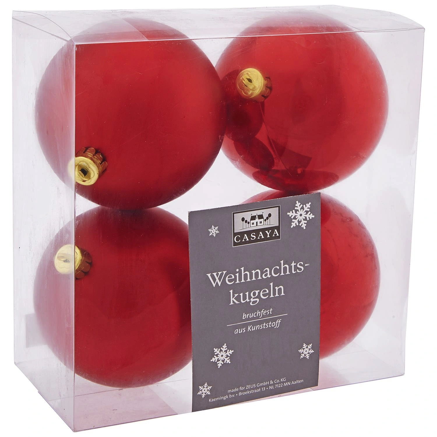 Weihnachtskugel, Ø: 10 cm, dunkelrot, 4 Stück