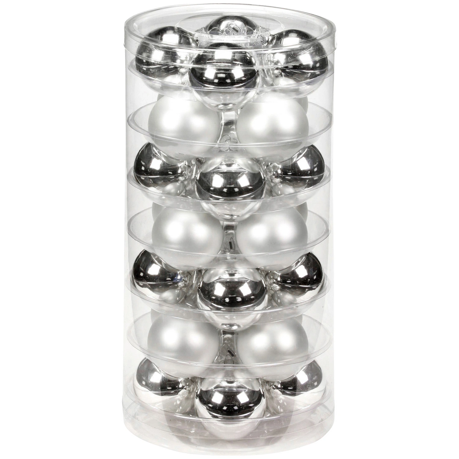 Weihnachtskugel, Ø: 4,5 cm, silberfarben/weiß, 28 Stück