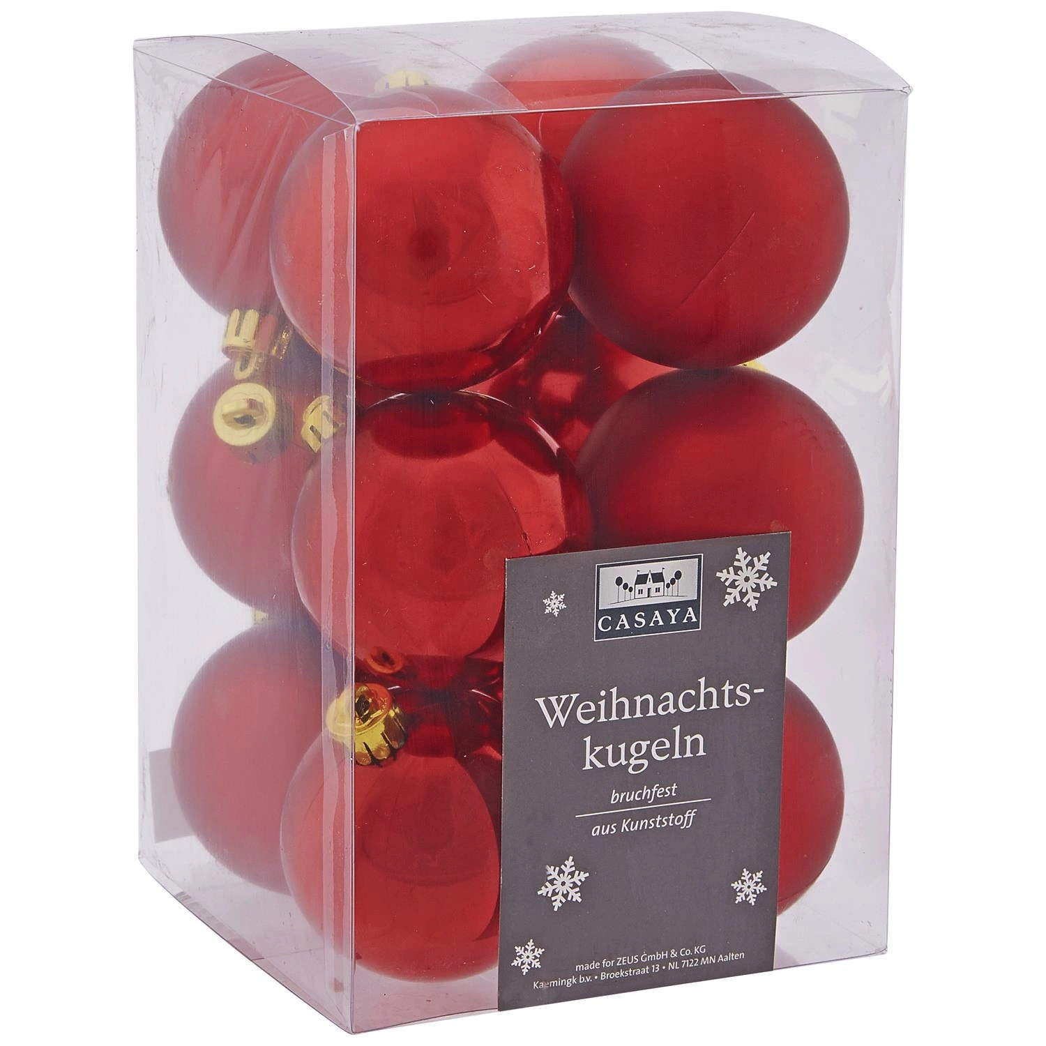 Weihnachtskugel, Ø: 6 cm, dunkelrot, 12 Stück