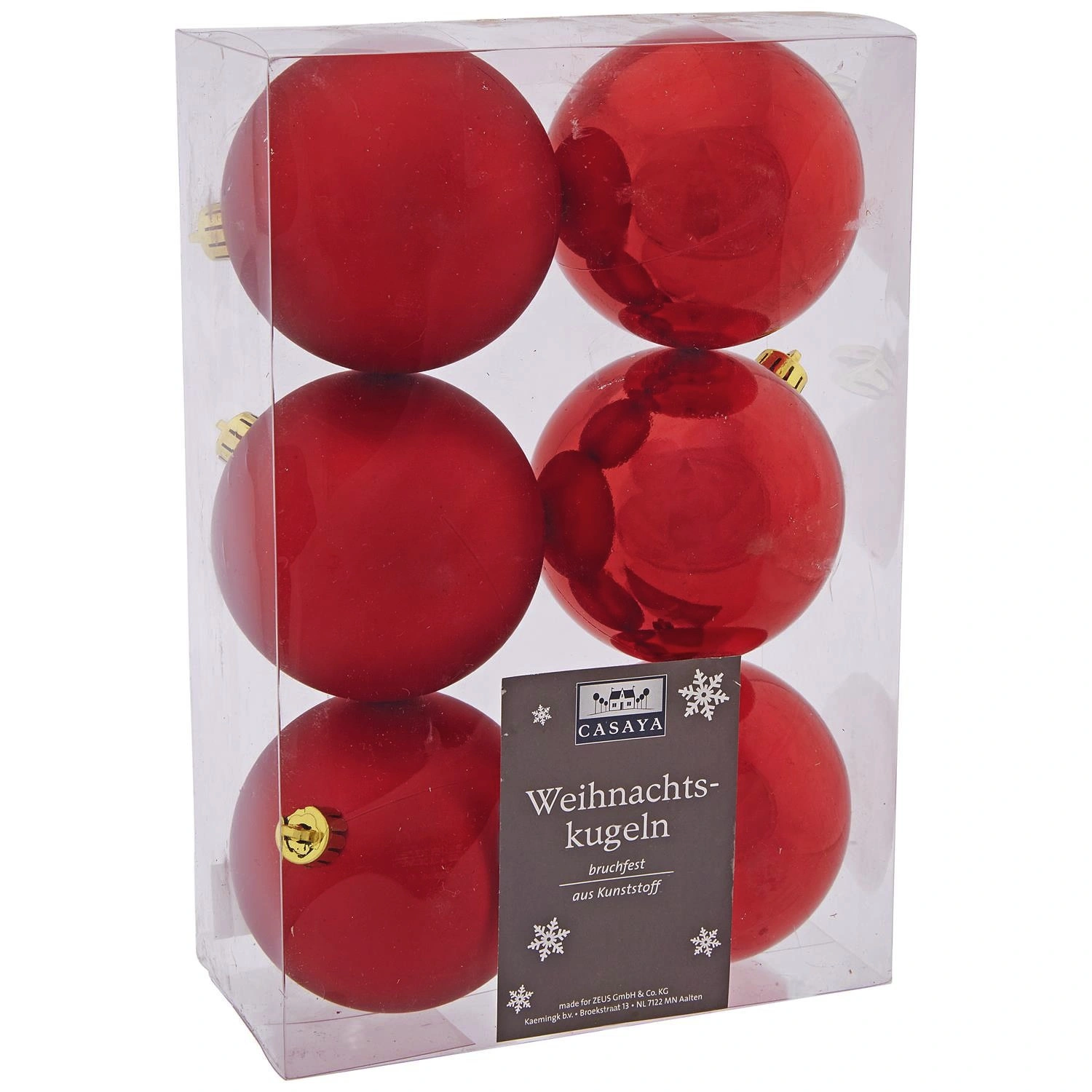 Weihnachtskugel, Ø: 8 cm, dunkelrot, 6 Stück