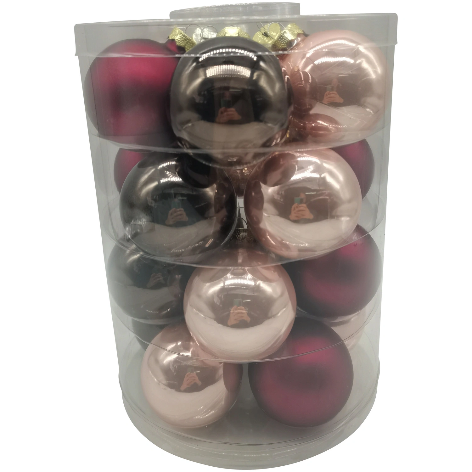 Weihnachtskugel »Powdery Mix«, Ø: 3 cm, Uni, weinrot/rosa/granit, 28 Stück