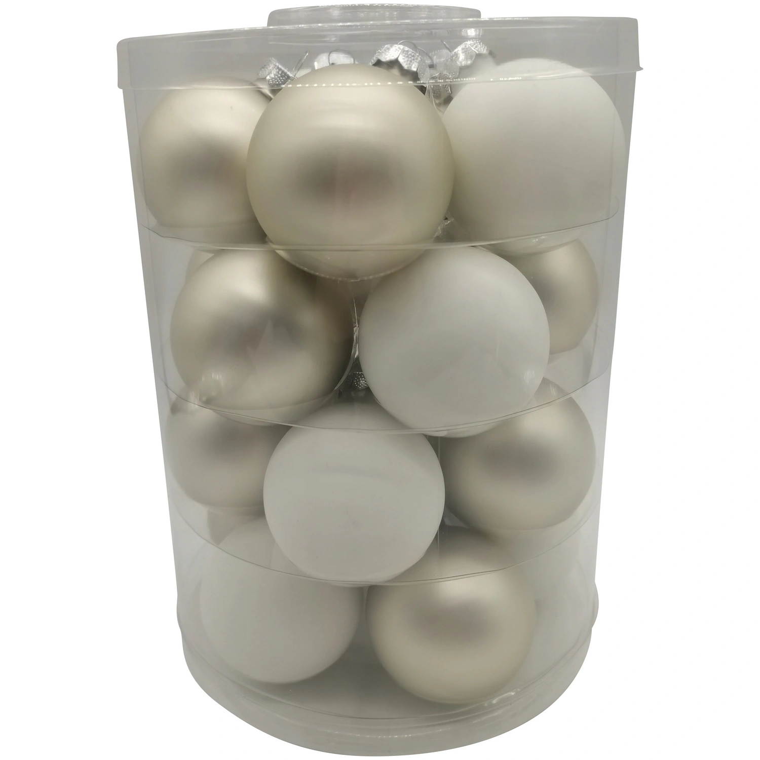 Weihnachtskugel »True White«, Ø: 3 cm, Uni, weiß/silberfarben, 28 Stück