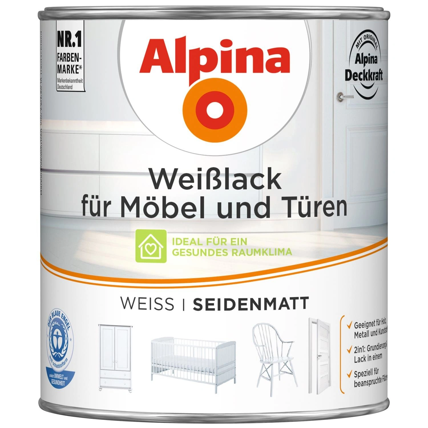 Weißlack, seidenmatt