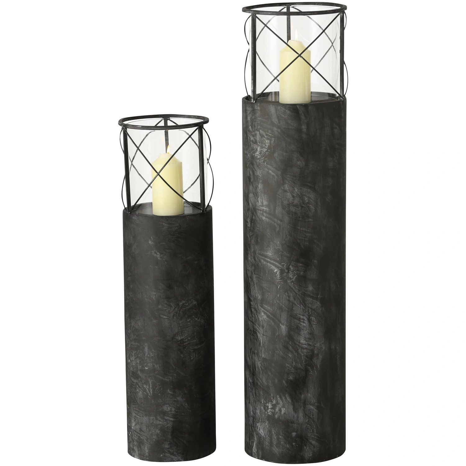 Windlicht, grau, Eisen