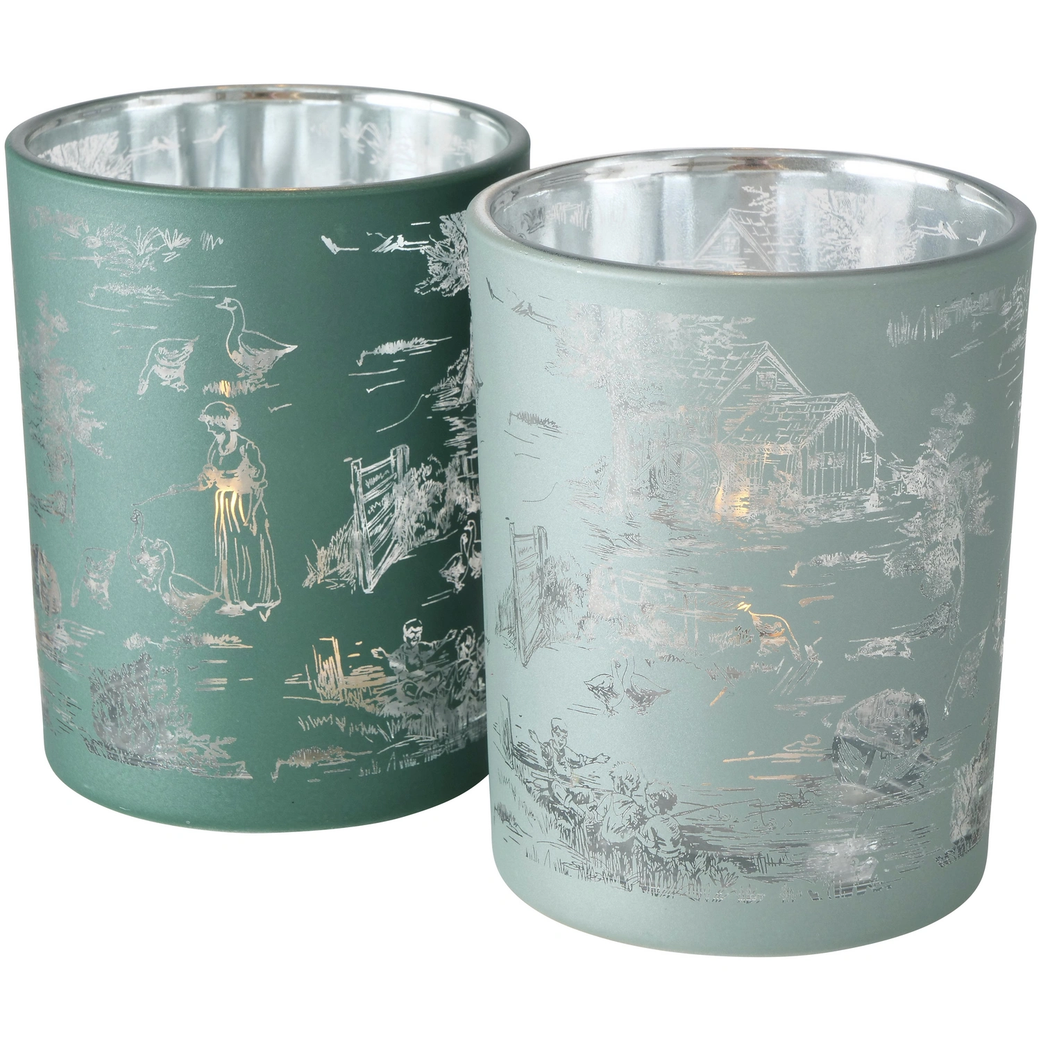 Windlicht, salbeigrün, Glas